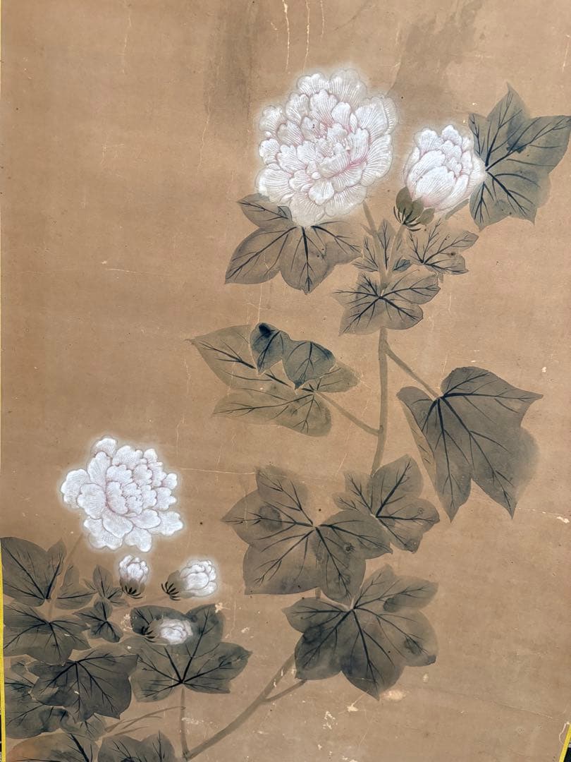 掛軸 花鳥画 牡丹 水鳥 呉昌 江戸後期 明治 日本画 床の間 中幅 - メルカリ