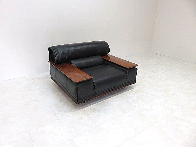 展示品　カリモク ビベンテ 本革1人掛けソファ 花梨材 ローズウッド