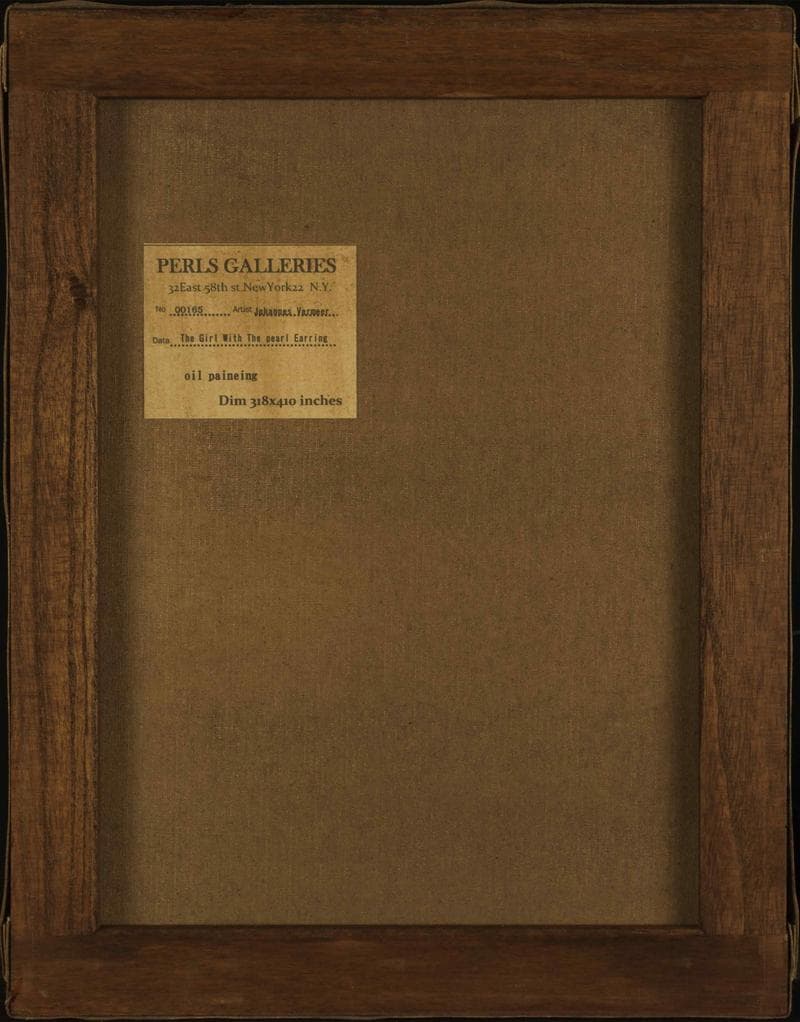 フェルメール　油彩　肉筆『耳飾りの少女』サイン　画廊シール　F6号　額　b636
