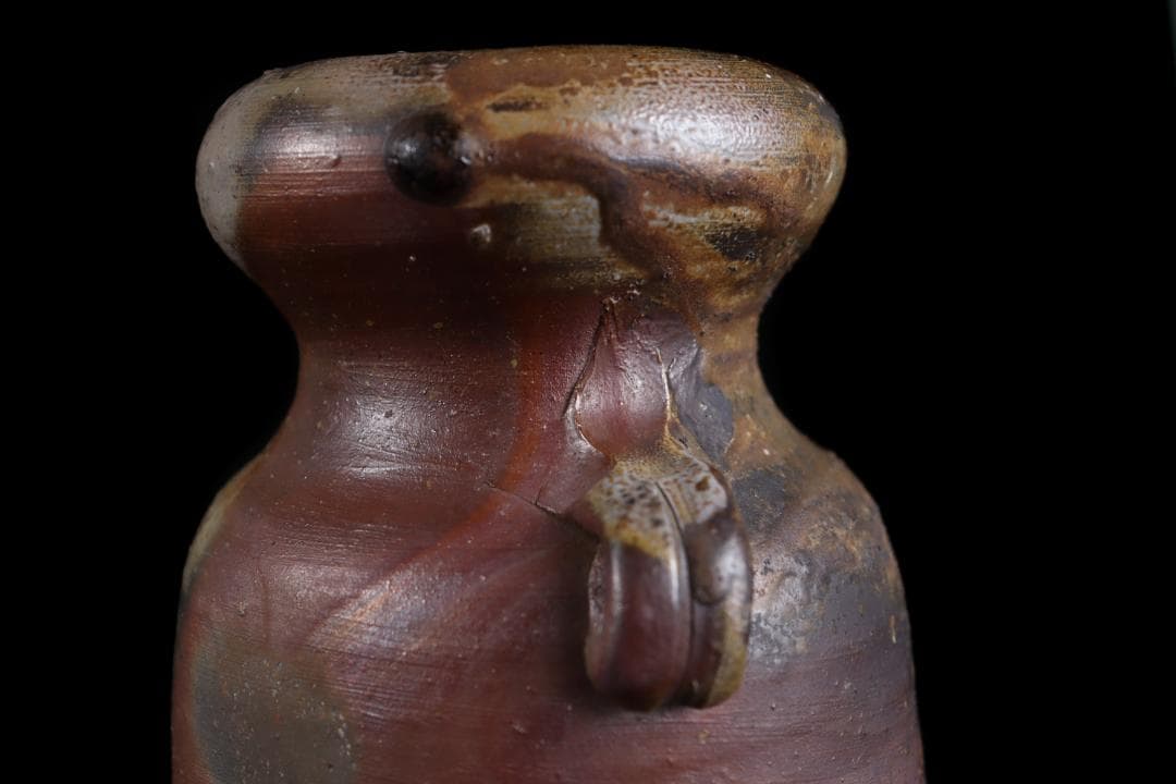 備前焼 人間国宝伊勢崎淳 耳付 花生 花入 陶芸 - メルカリ