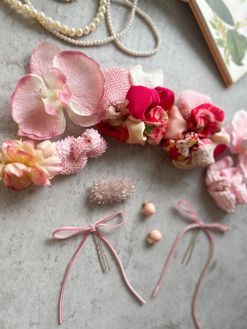 シ*ン様 七五三　七五三髪飾り　ヘッドドレス　着物髪飾り　リメイク髪飾り　045