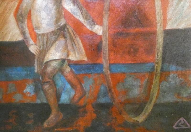 値下げ】人物画 油絵 有元利夫 F6 蒼枯 額装 手描き 肉筆 - メルカリ