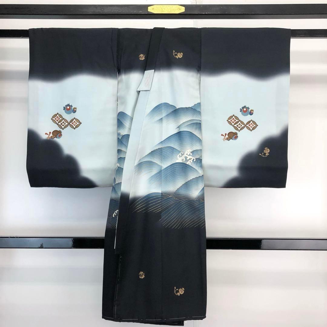 子供着物 襦袢付 男の子 お宮参り 一つ身 宝船 三歳 七五三 X-1005