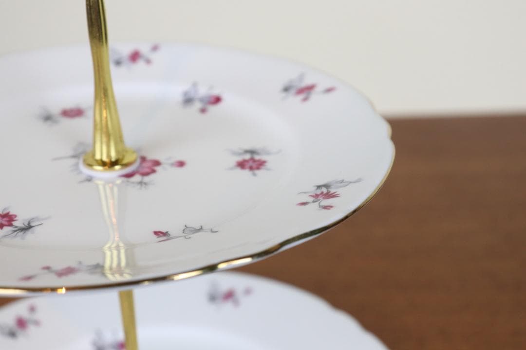 お値下げ　シェリー チャーム 　2段ケーキスタンド　イギリス　ヴィンテージ