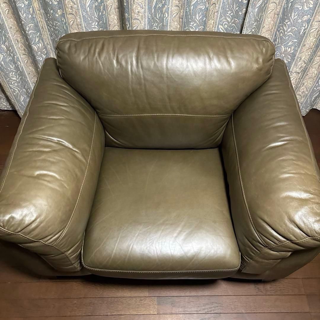 【良品】DULTON レザーソファ 1シーター マッドグレー