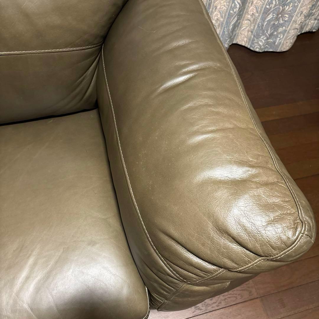 【良品】DULTON レザーソファ 1シーター マッドグレー