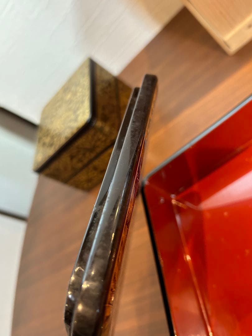 輪島塗　6.5寸\"2段重箱　菊彫り詰め沈金　長期保管品　2個セット