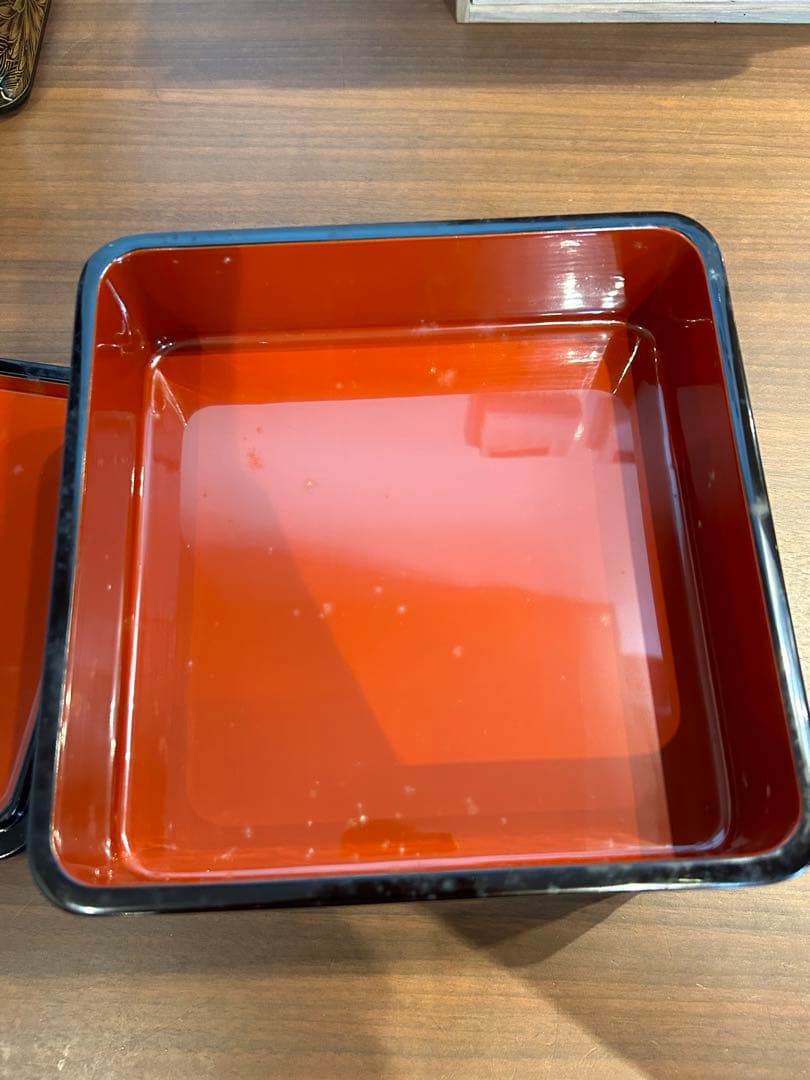 輪島塗　6.5寸\"2段重箱　菊彫り詰め沈金　長期保管品　2個セット