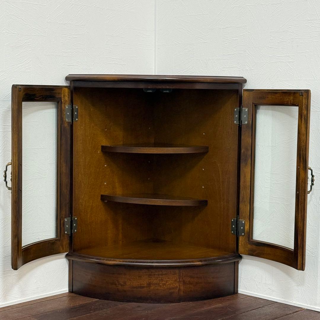 H21K20c カリモク コロニアル ガラスコーナーキャビネット