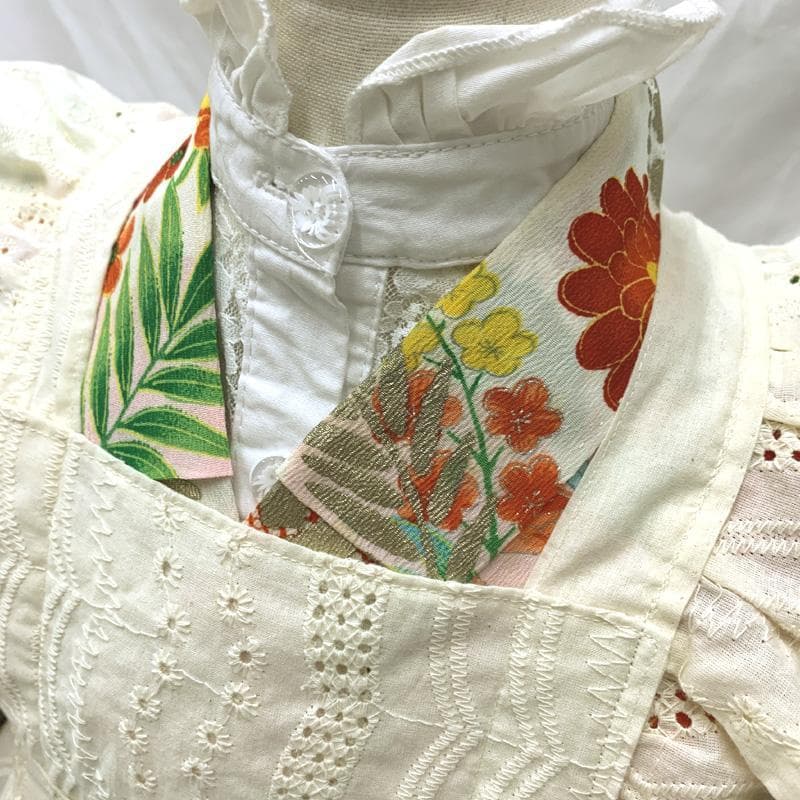 404ag45□七五三 三歳 女児 アンティーク 着物のみ 花 草花文□状態良好