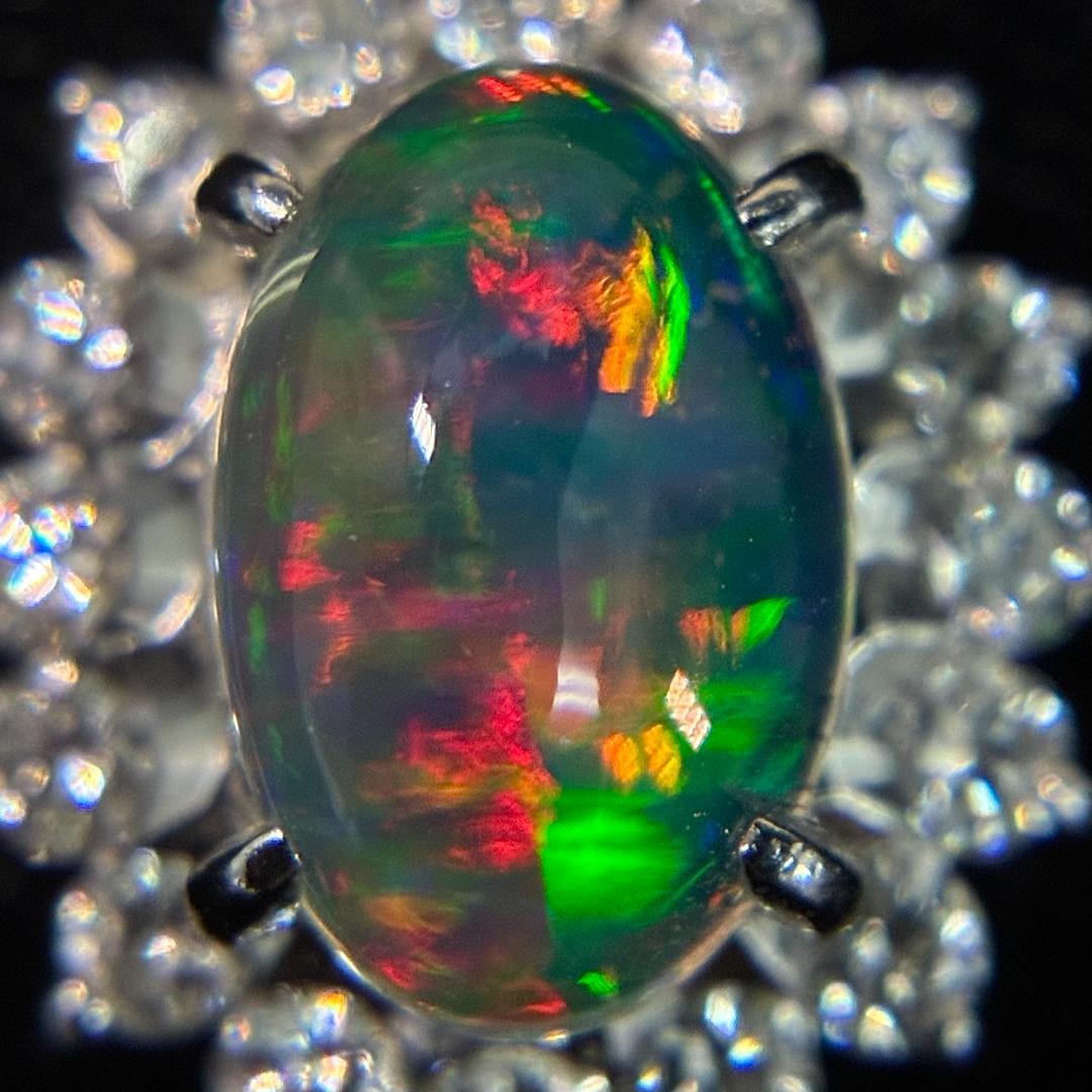 Pt900 オパール ダイヤモンド ペンダント