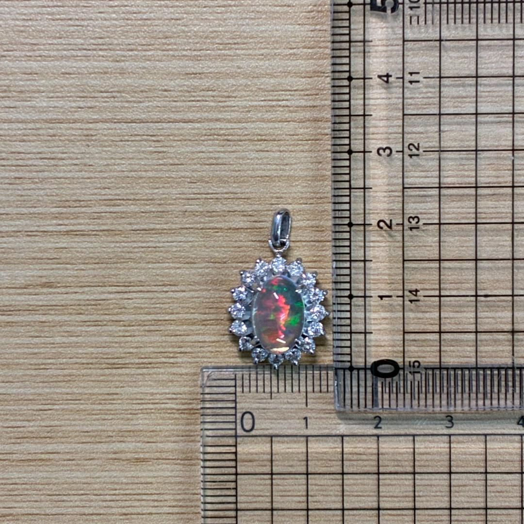 Pt900 オパール ダイヤモンド ペンダント
