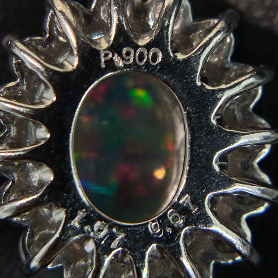 Pt900 オパール ダイヤモンド ペンダント