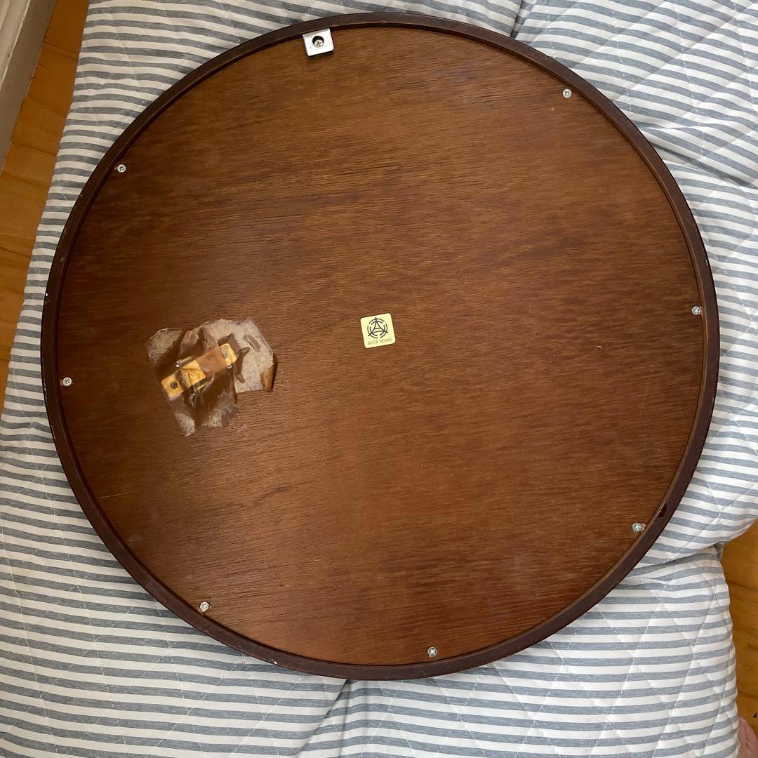 秋田木工 ウォールミラー 鏡丸型 古代色 レトロ ビンテージ大判47