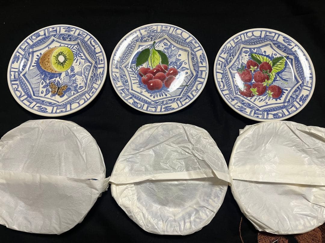 ジアン　Gien オワゾブルー　フルーツ　6枚セット　オリジナル箱　ケーキ皿