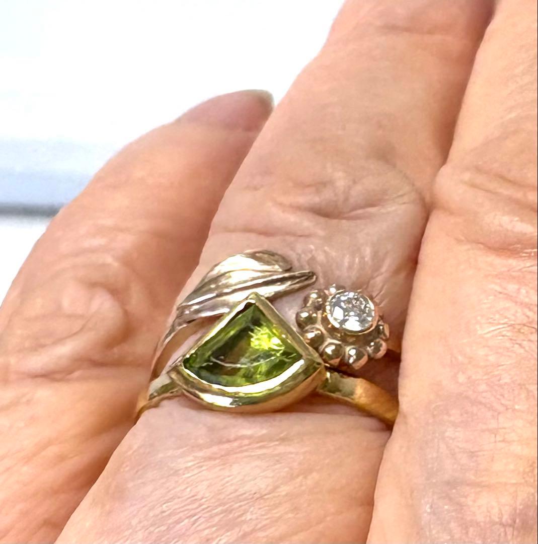 ペリドット扇形リング