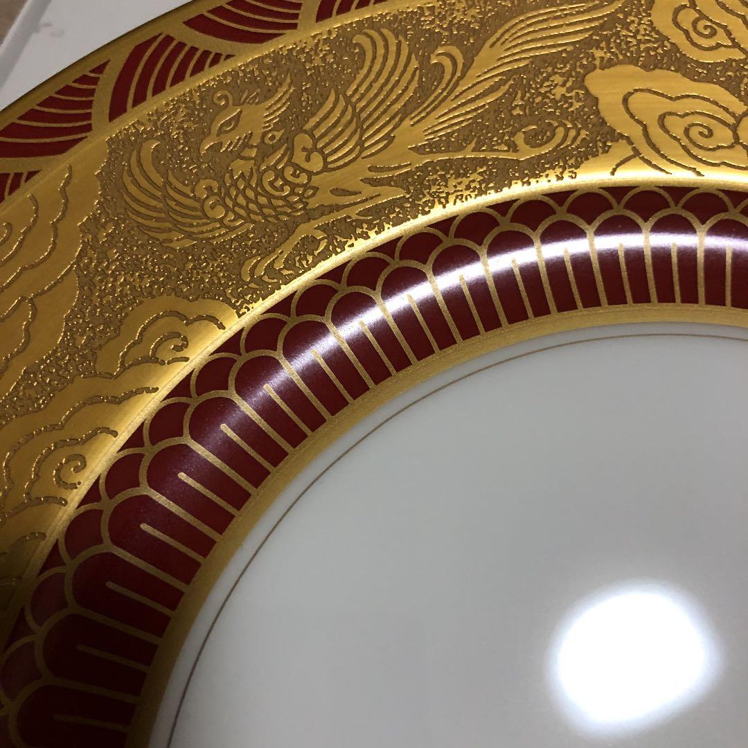 新品未使用　鳳凰、麒麟、蝶々、雲の大倉陶園大皿28センチ☆鳳凰飾りのヴィンテージ