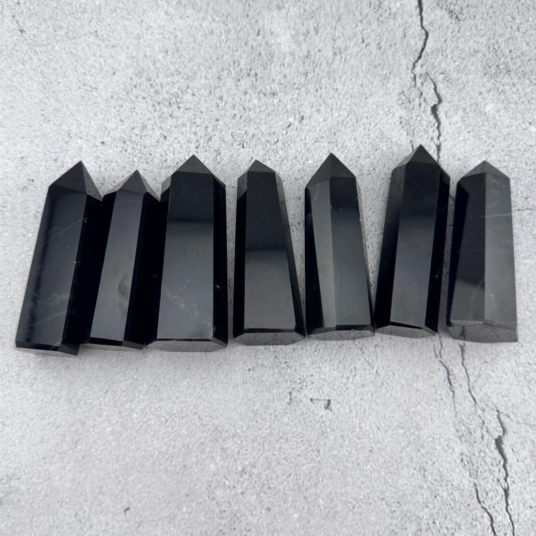 G-9モリオン六角ポイント　黒水晶タワー　天然石クリスタル　パワーストーン七星陣