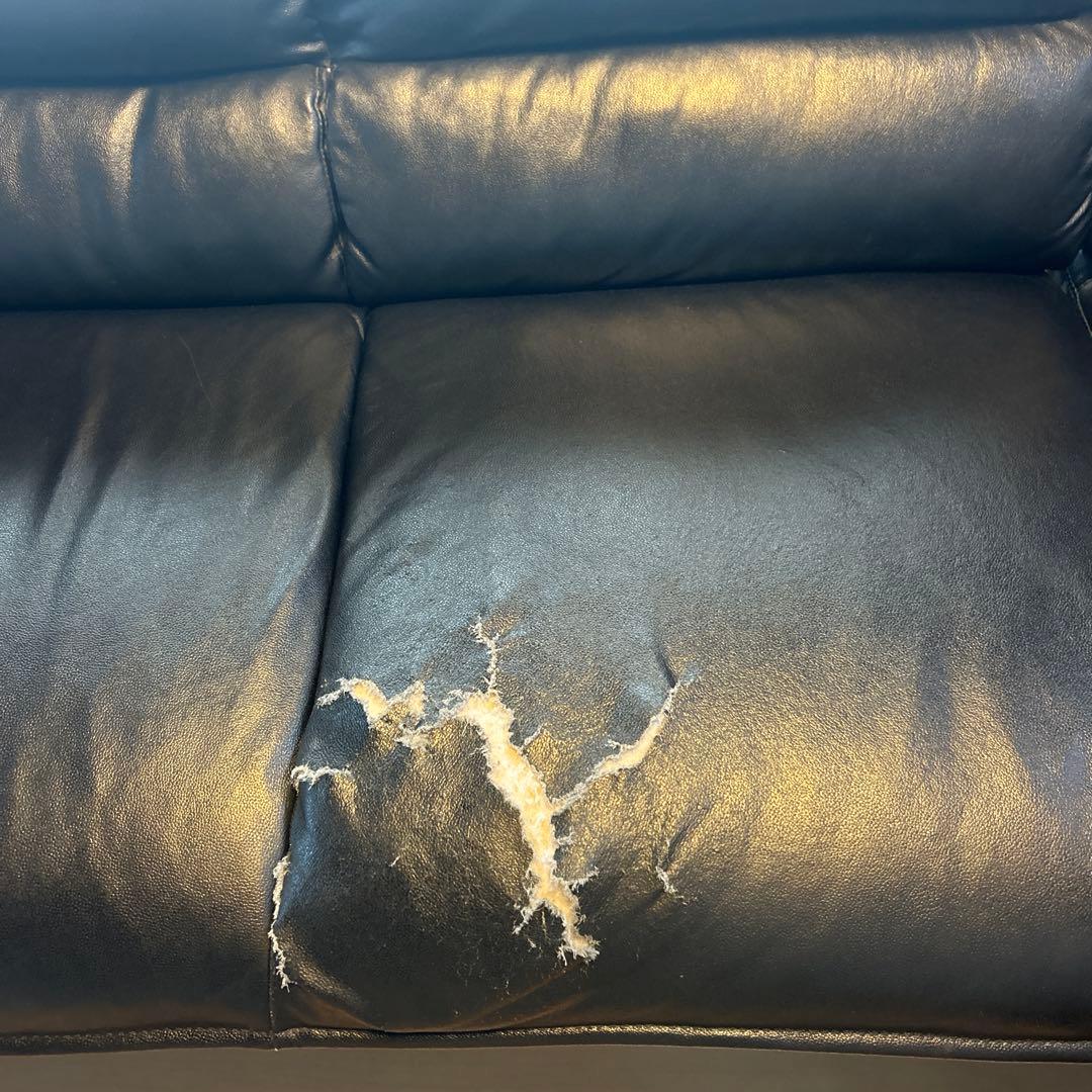 黒 レザー コーナーソファ 傷あり