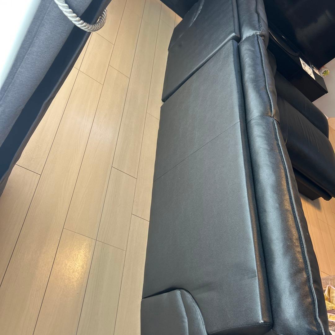 黒 レザー コーナーソファ 傷あり