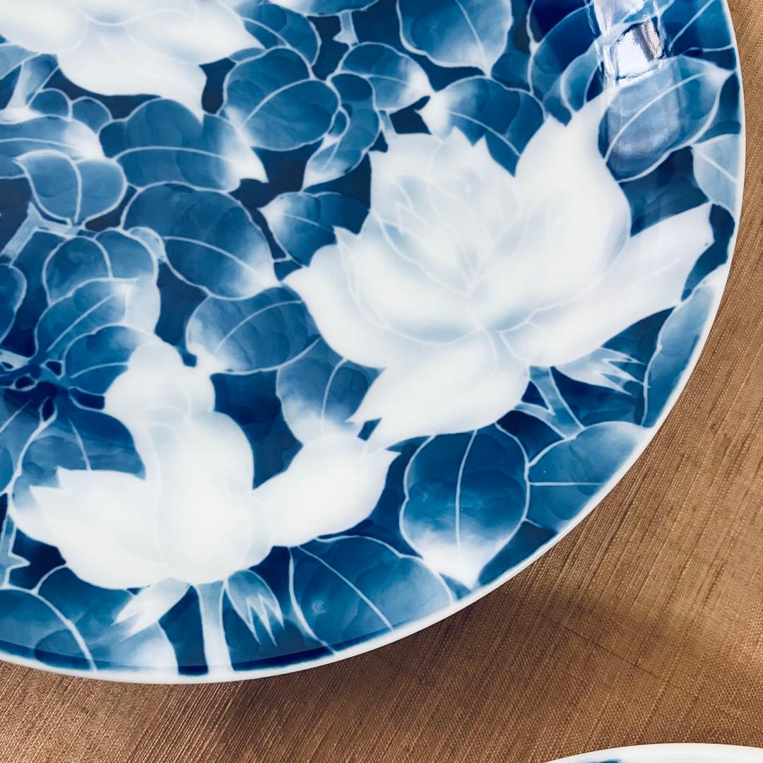 深川製磁 古代バラ 2枚 皿 有田焼 ハンドペイント 古代薔薇 深川製磁