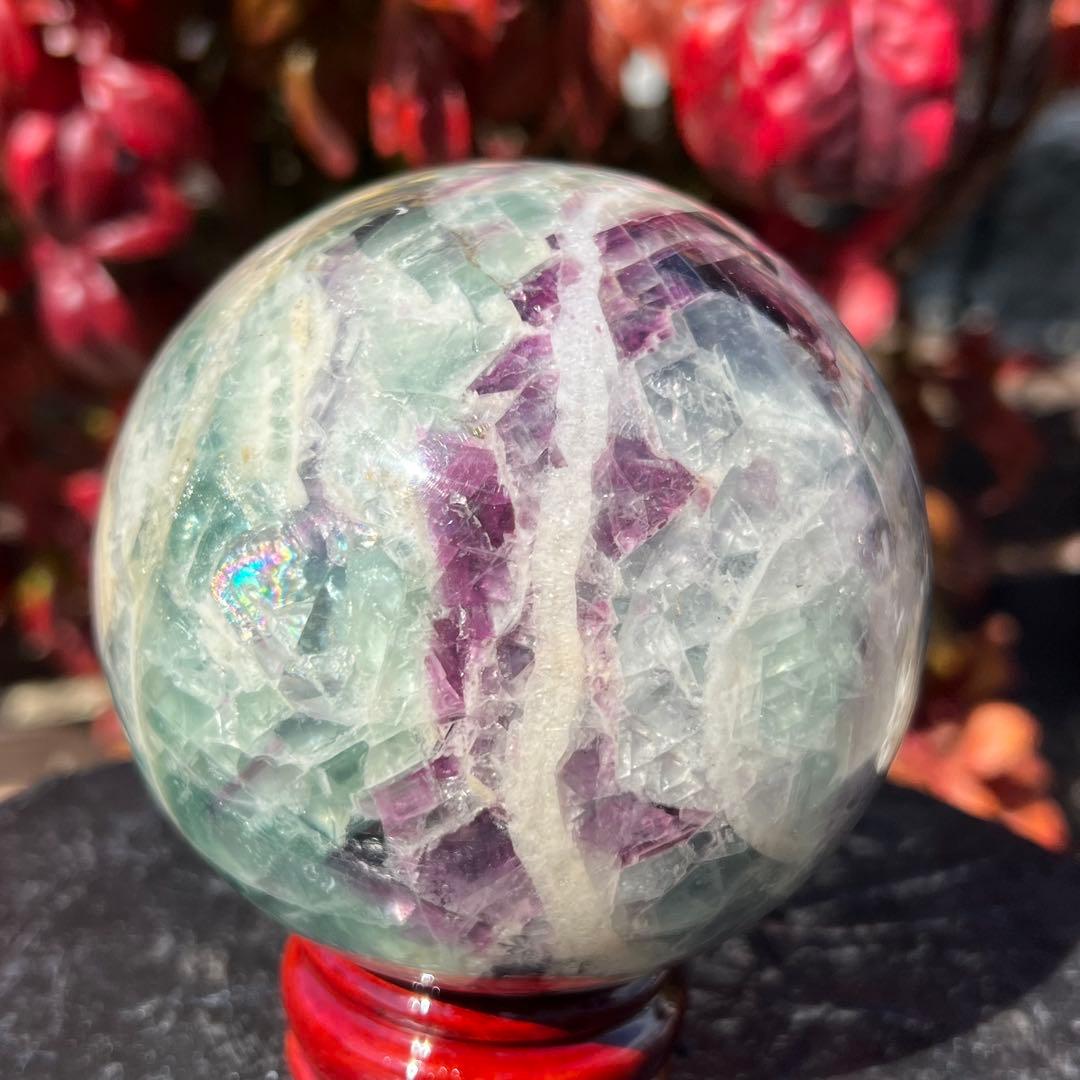 ✨魅惑の色彩✨神秘的な美麗スフィア✨マルチカラーフローライト 丸玉 天然石 原石