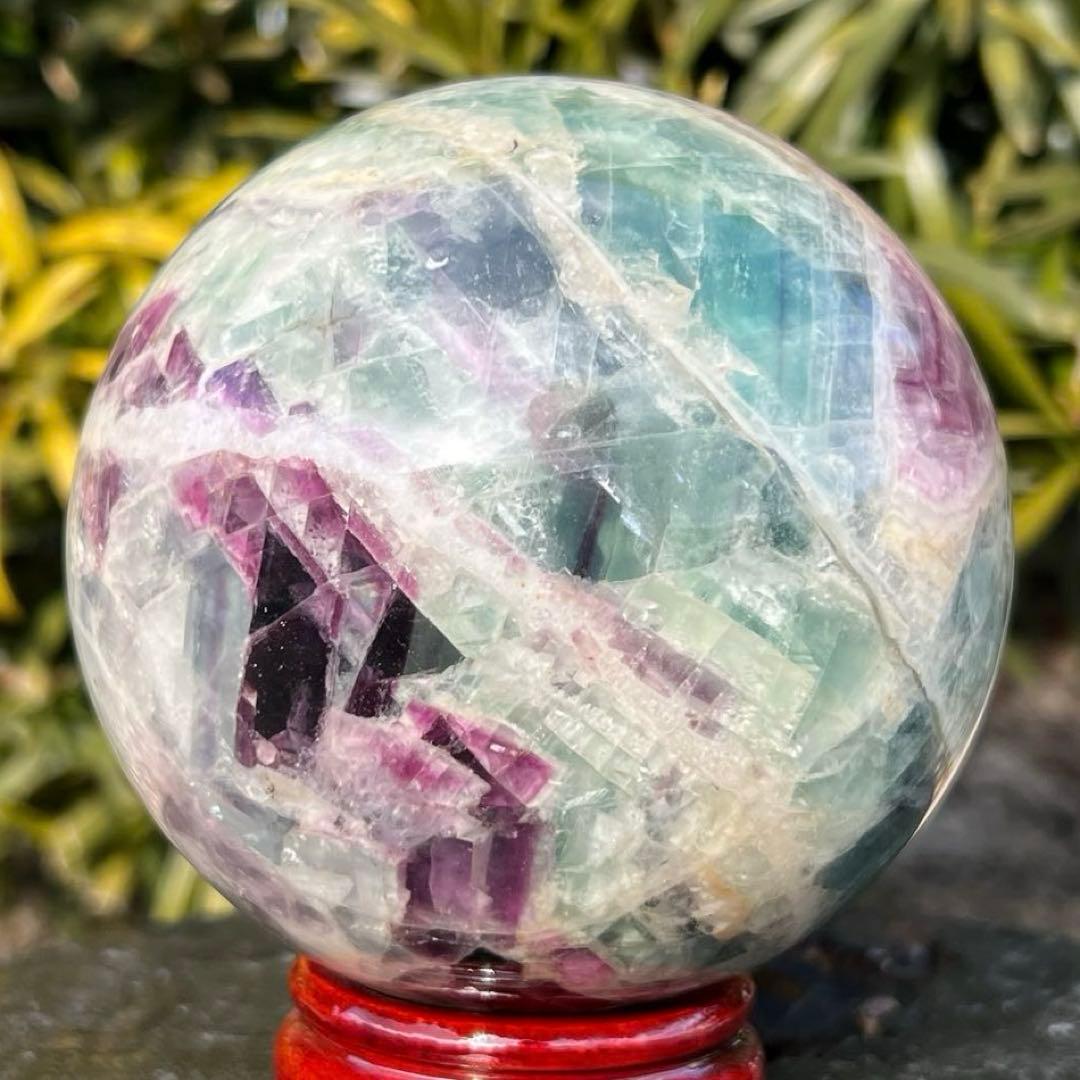 ✨魅惑の色彩✨神秘的な美麗スフィア✨マルチカラーフローライト 丸玉 天然石 原石