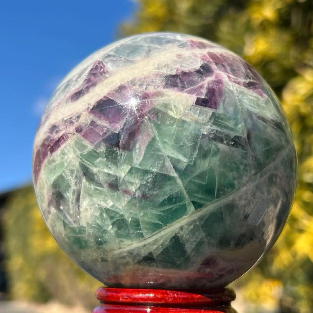✨魅惑の色彩✨神秘的な美麗スフィア✨マルチカラーフローライト 丸玉 天然石 原石