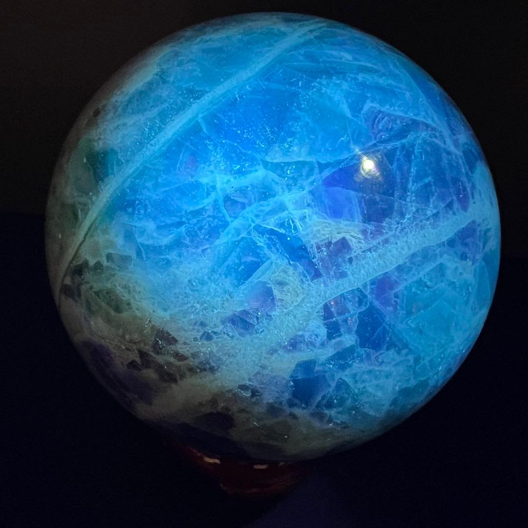 ✨魅惑の色彩✨神秘的な美麗スフィア✨マルチカラーフローライト 丸玉 天然石 原石