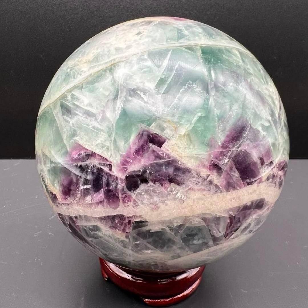 ✨魅惑の色彩✨神秘的な美麗スフィア✨マルチカラーフローライト 丸玉 天然石 原石