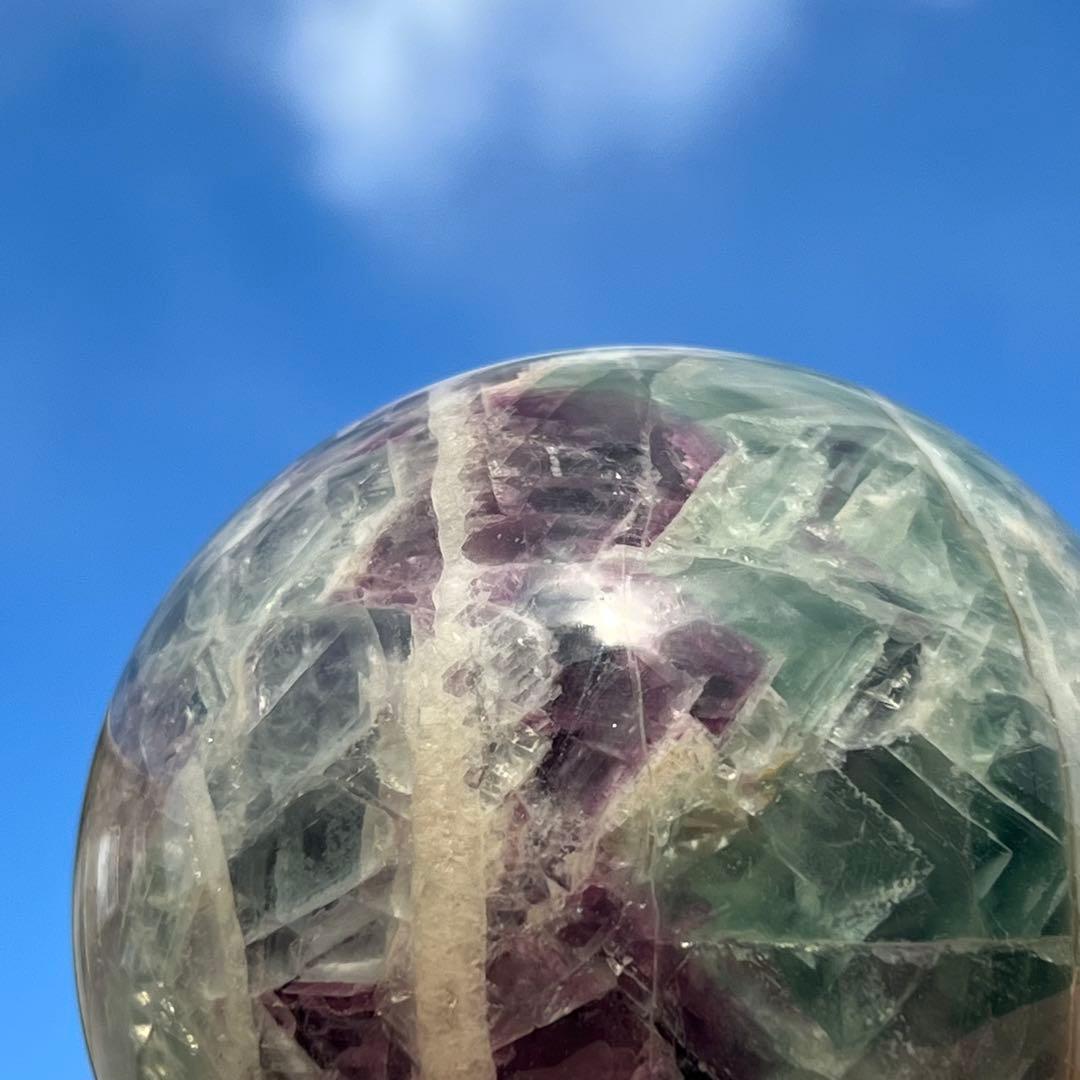 ✨魅惑の色彩✨神秘的な美麗スフィア✨マルチカラーフローライト 丸玉 天然石 原石