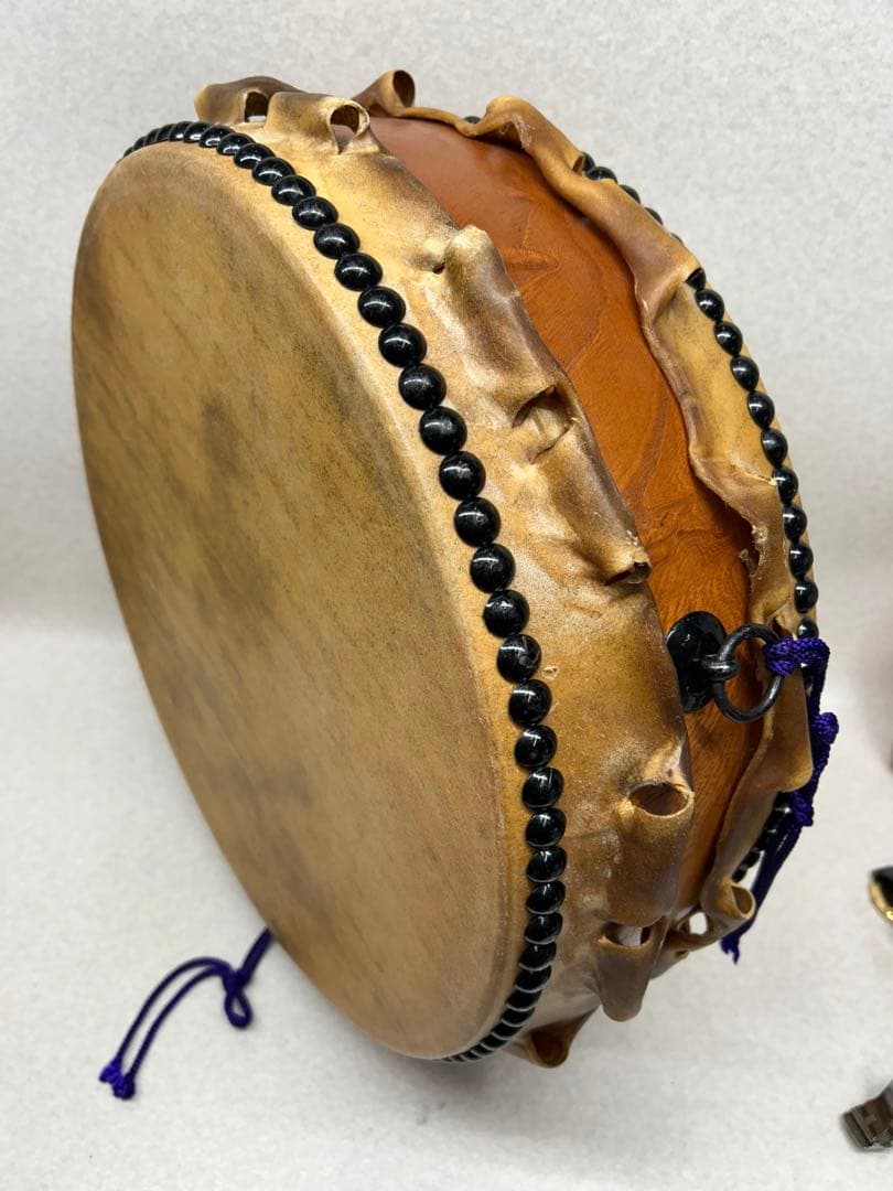 EF）平太鼓 和太鼓 平胴 本革 バチ 固定台 セット