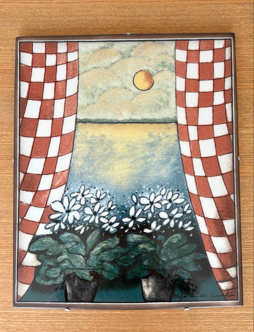 【希少品】ARABIA ヘルヤ\"Kotini, linnani\" 陶板画(特大)