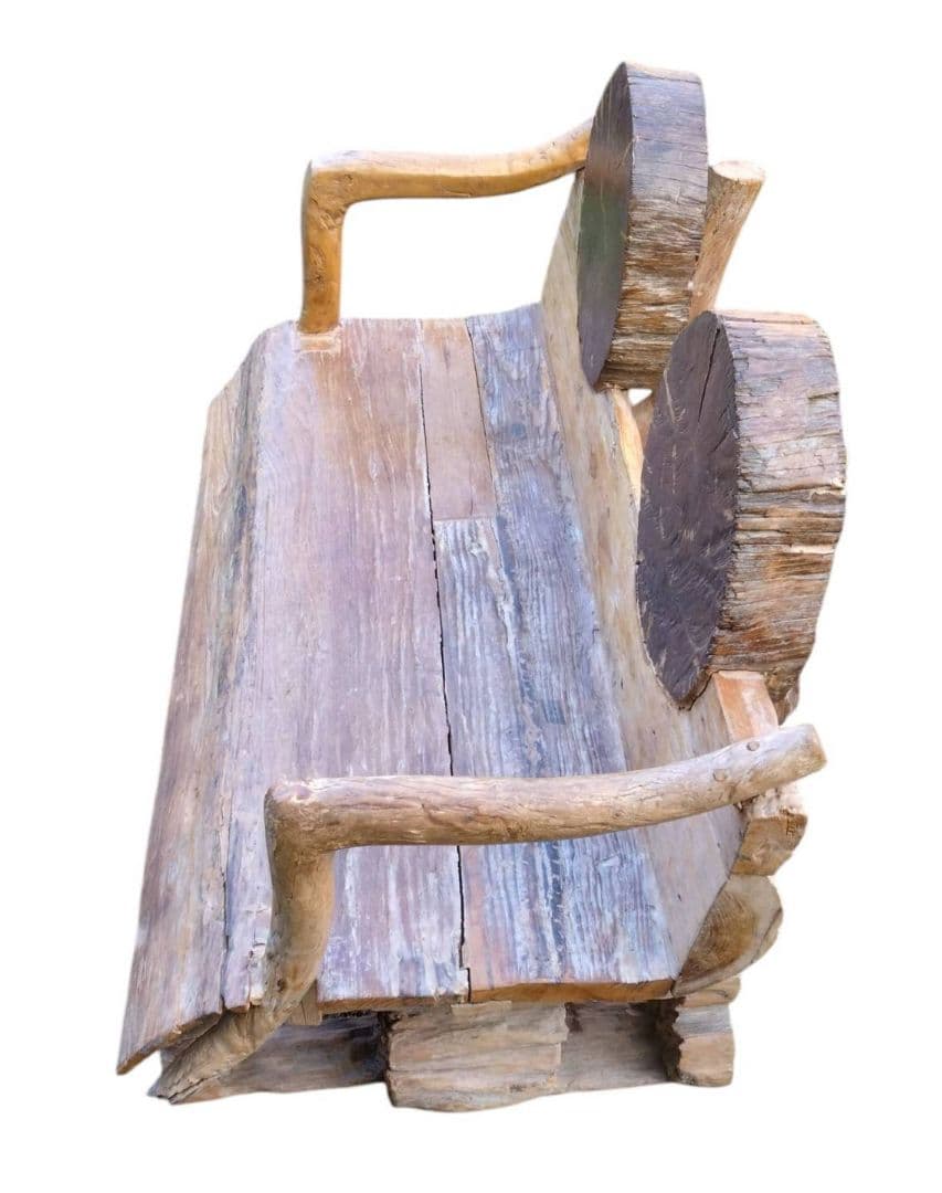 木製　シンプル　ベンチ　流木　チェア　2人掛け