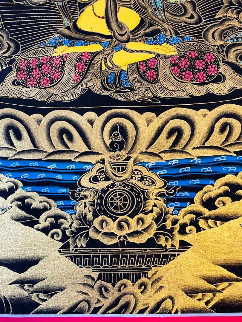 《手描き肉筆画》文殊菩薩 マンジュシュリー 文殊師利 タンカ 曼荼羅 仏画