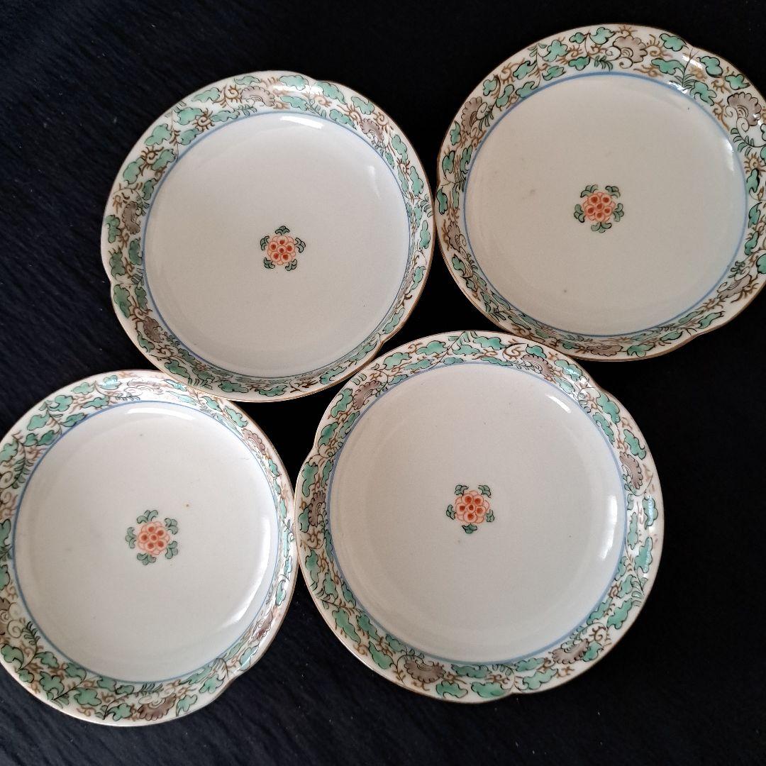 「モダンな花唐草の伊万里！」明治伊万里皿 (直径12cm)4客セット 骨董アンテ