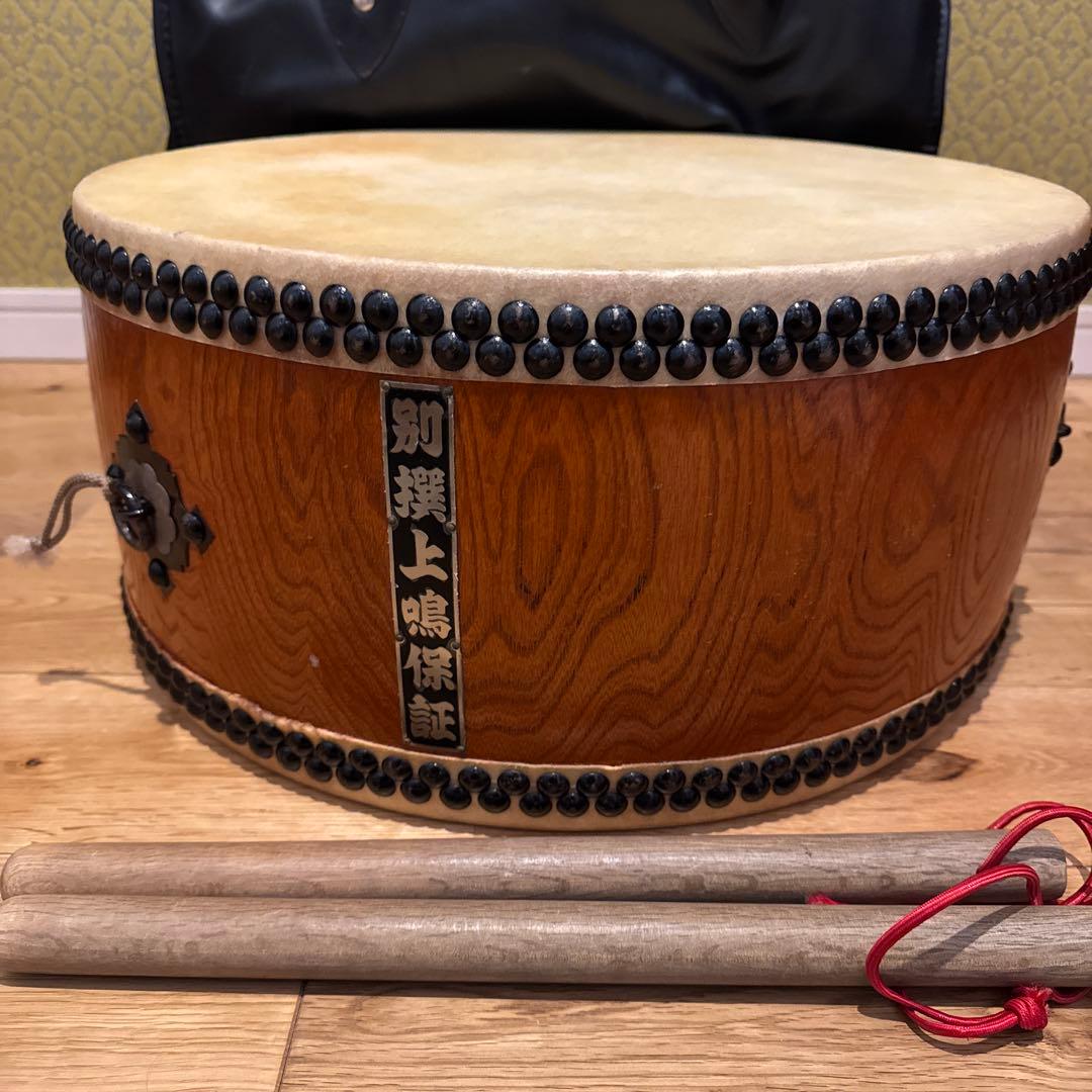 日本製 別撰上鳴保証 平太鼓 45cm オーク製バチ付 レザーケース
