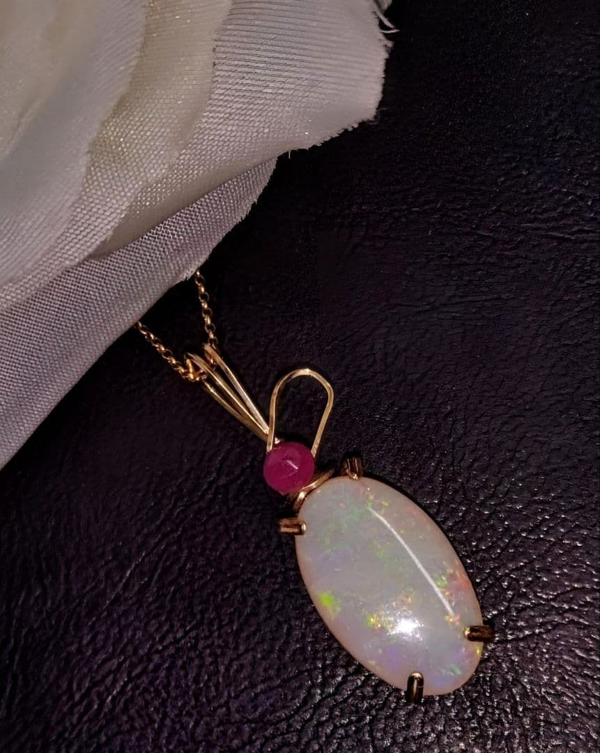 Kgf14 宝石ルース ウォーターオパール ルビー ペンダント トップ