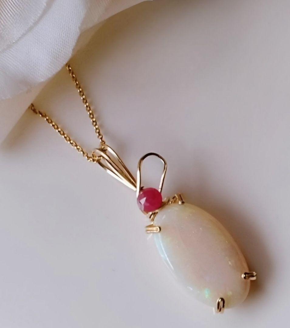 Kgf14 宝石ルース ウォーターオパール ルビー ペンダント トップ