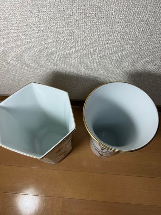 224 香蘭社 六角型花瓶1 露草花瓶1