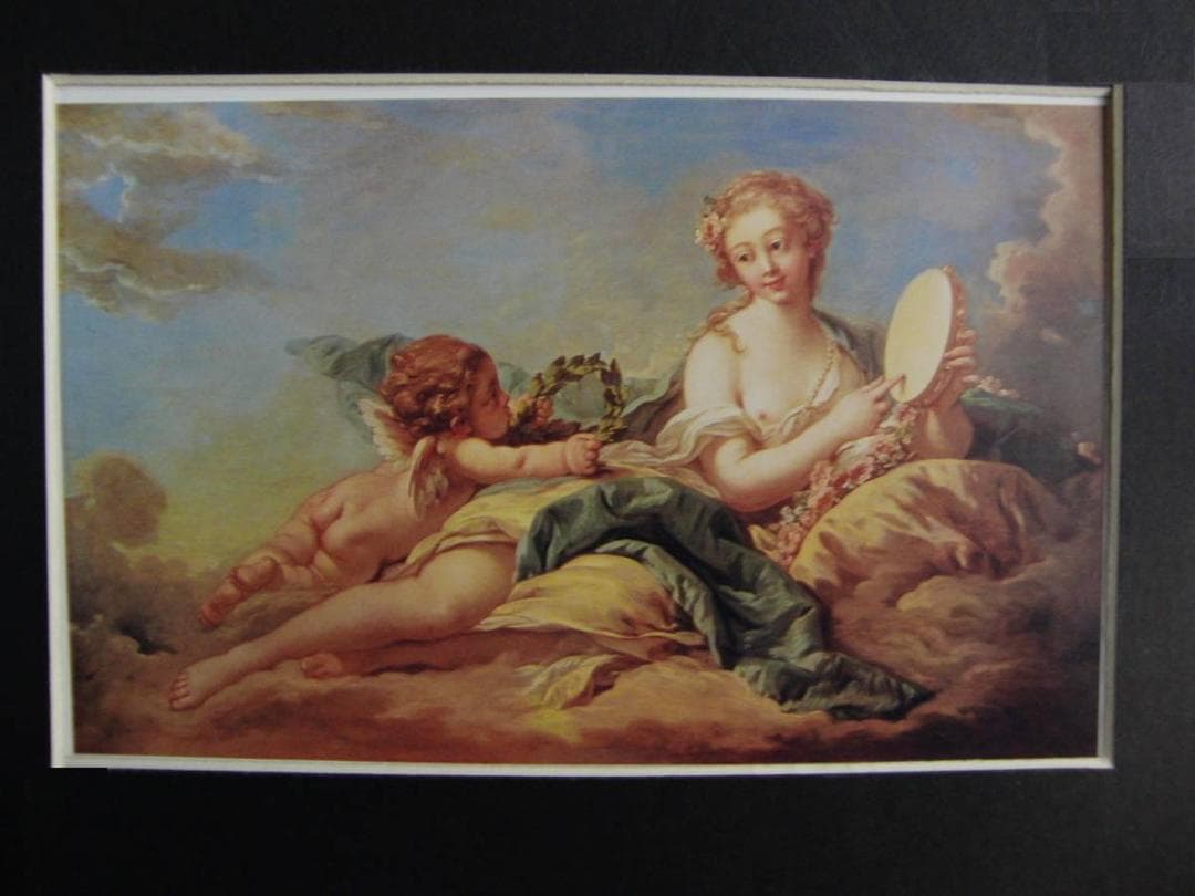 アクリル画原画「シロツメクサの咲くフィールド02」額縁付F3キャンバス