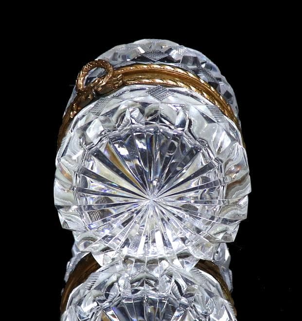 オールド・バカラ ブロンズ装飾 蓋物 ローリエ リボン 小物入れ ゴールド