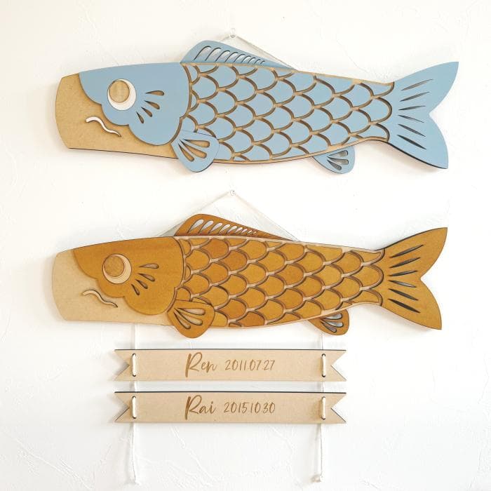 NEW！壁掛け鯉のぼり\"50cm\"　　名入れ 木製 名前旗 大きい 室内