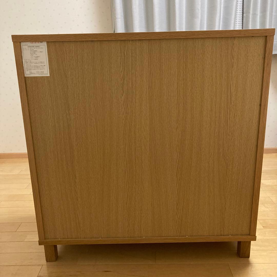 無印良品 キャビネット ガラス扉 観音開き 天然木 オーク材