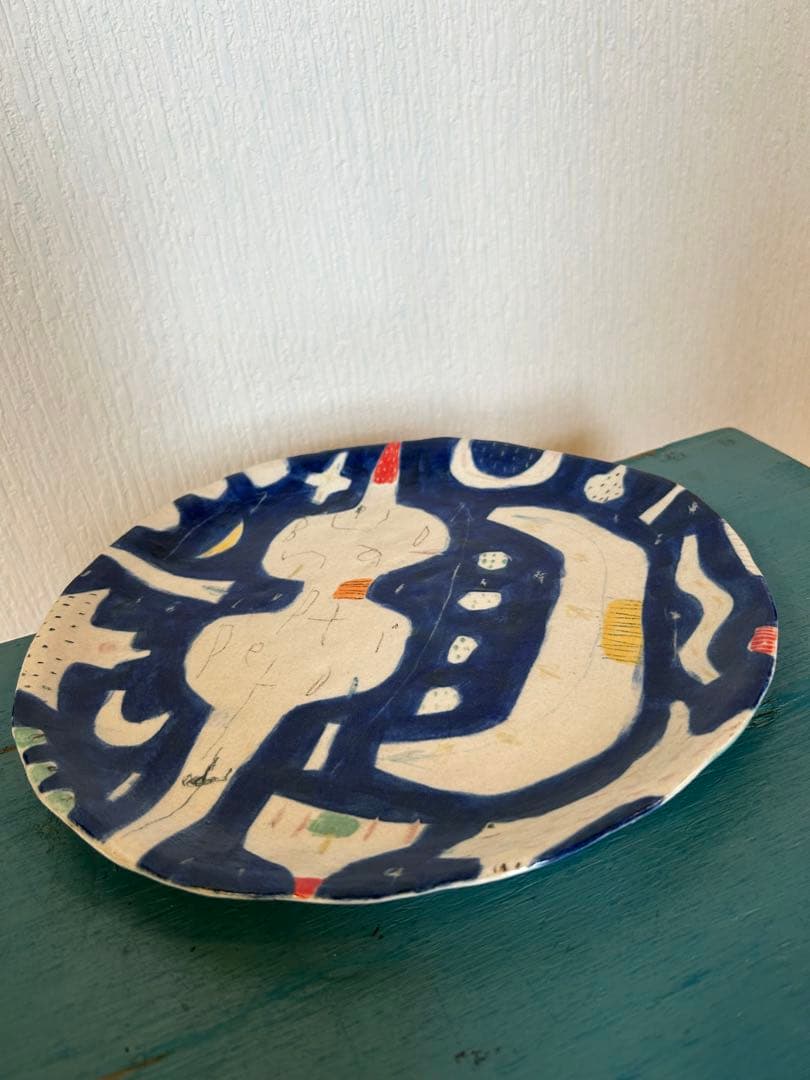 ☆作家もの器☆吉川裕子☆絵柄プレート☆大皿☆美品☆