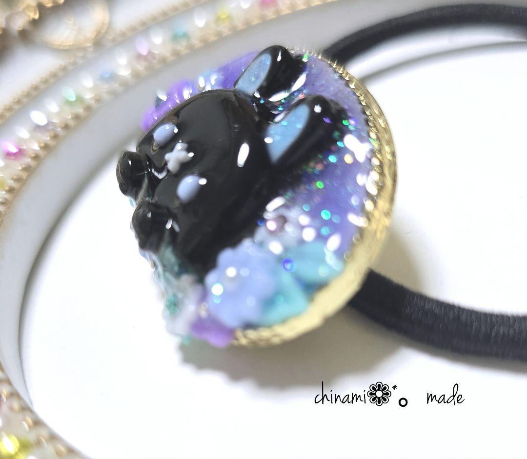 レジンヘアゴム ひょっこりうさぎBLACK - メルカリ