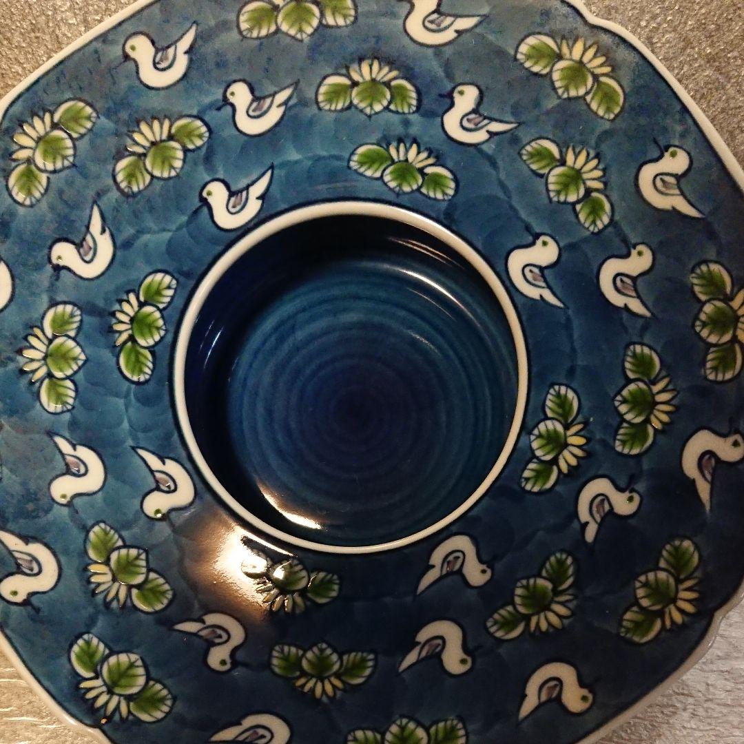 有田焼 源右衛門 染錦水鳥図 大灰皿