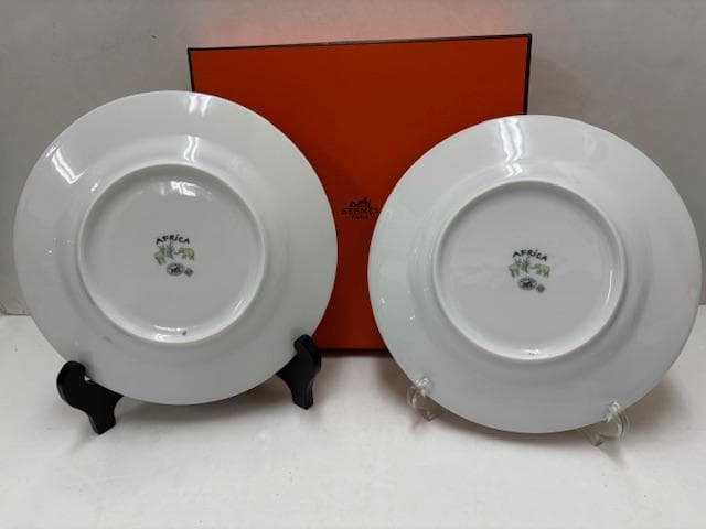 HERMES エルメス アフリカ グリーン プレート 皿 2枚セット