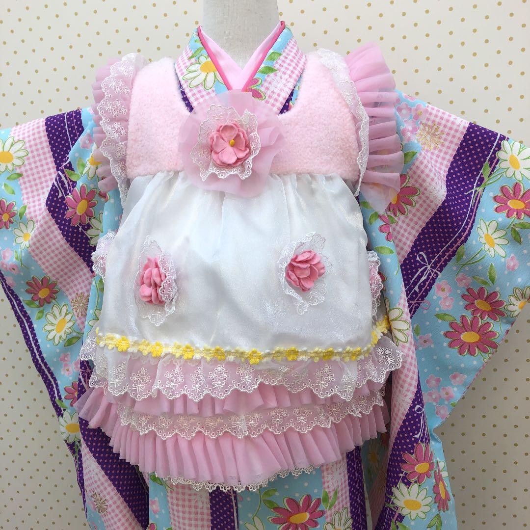 【七五三】ブランド着物 3歳(100cm)被布 スタジオ 撮影 美品 かわいい