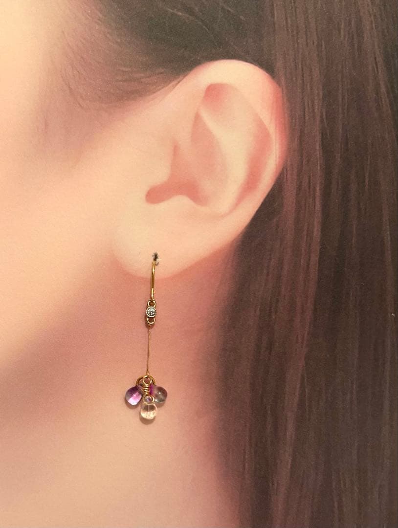 «947»◤完売◢クリア鈴丸ドロップビーズ*グラデーション*淡いパープルが美しい